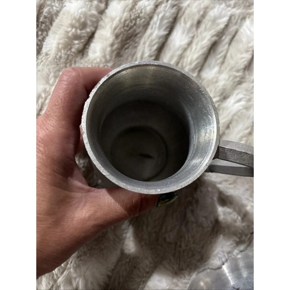 4 Pewter MUGS COFFEE CUPS BEER STEINS Queen Anne Style Vintage 4.25